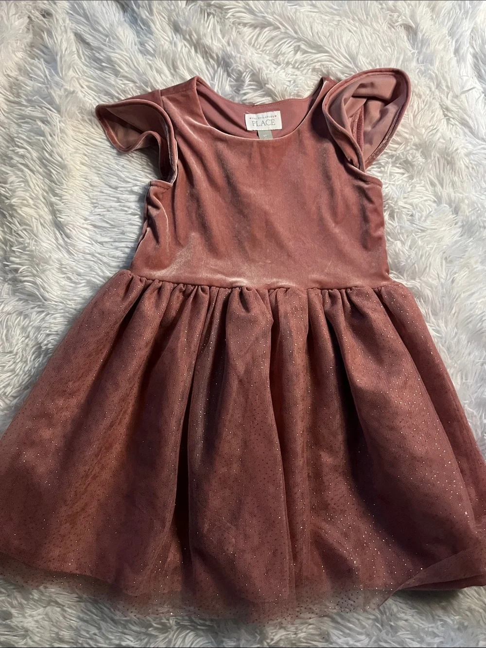 The Children's Place Rose Velvet Glitter Tulle Party Dress